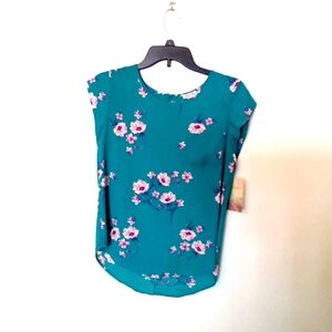 Lily White Cap Sleeve Floral Blouse